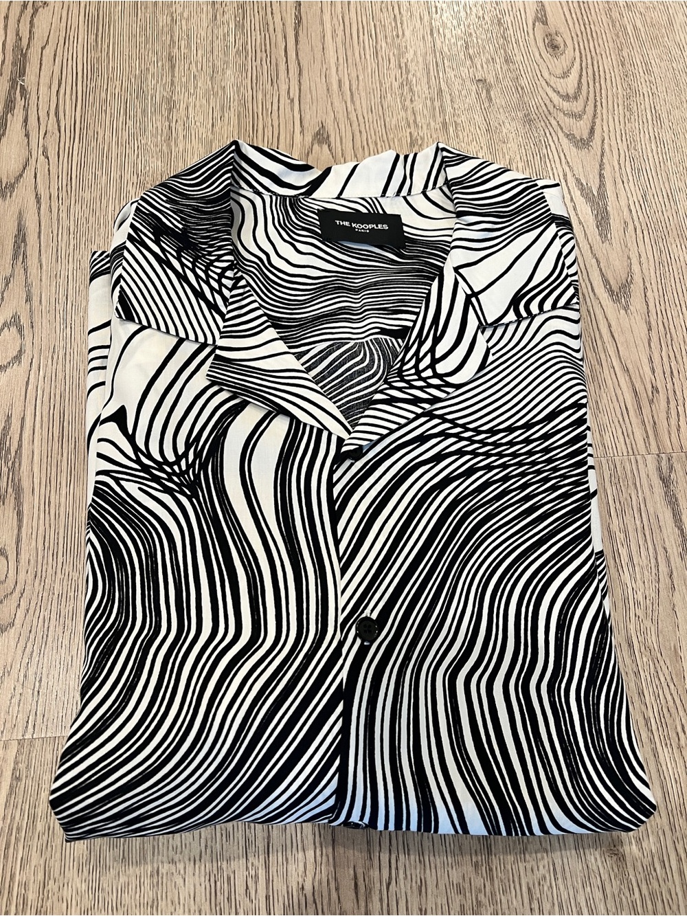 The Kooples Black & White Swirl Design Short-Sleeve Shirt